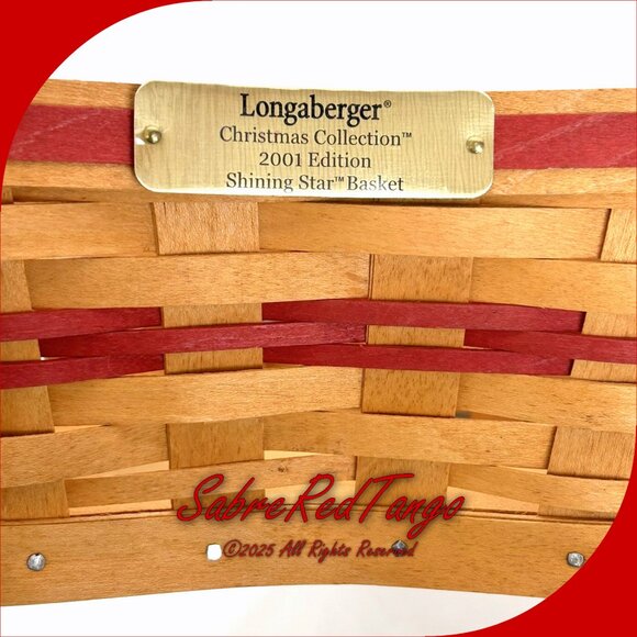 Longaberger 2001 Christmas Red Shining Star Basket Liner Protector Dish Stand - Picture 6 of 10